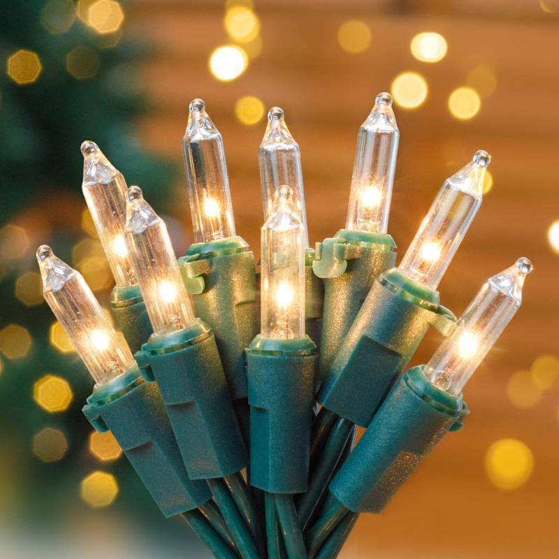 lot 7708 image: Hopolon Clear Christmas Lights Set 2PACK 50Count 13Feet Incandescent Bulb Mini String Lights for Indoor Christmas Tree Garland Birthday Wedding Festival Decor, Warm White