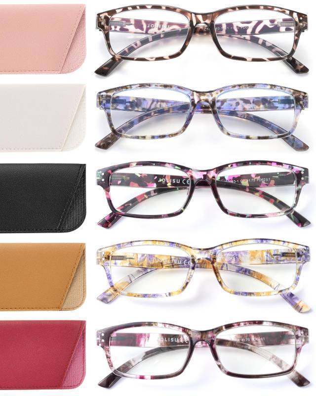 lot 8126 image: JOLISU Reading Glasses for Women Men - 5 Pack Ladies Fashion Readers Computer Eyeglasses WSpring Hinge - Blue Light Blocking Reading Glasses Anti Eyestrain 1.0