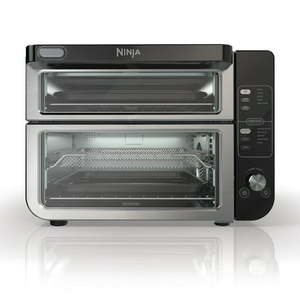 lot 3961 image: Ninja 10-in-1 Double Oven with FlexDoor  Rapid Top Oven  Convection and Air Fry Bottom Oven  Stainless Steel  DCT400 - Retail $229