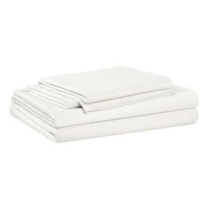 lot 3981 image: Allswell Soft & Silky 4-Piece 300 Thread Count Bleached Linen Viscose from Bamboo Sateen Bed Sheet Set  Queen