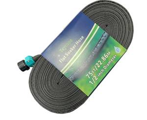 lot 3983 image: Garden Flat Soaker Hose 75 Ft for Garden Beds, Water Hose Linkable Irrigation System Lightweight and Easy Gardening Yard Work Watering Plants and Flowers