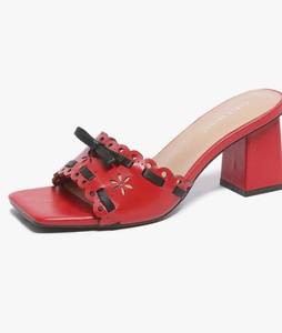 lot 3985 image: Womens Heeled Sandals Open Toe Mules Glossy Chunky Heels Casual Dress Shoes SIZE 9