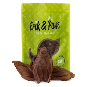 lot 4768 image: Erik & Paws Pig Ears for Dogs - Premium All-Natural, Unbleached 100% Dog Pig Ears, No Additives or Hormones, Safe Rawhide Alternative, Gentle on Tummies - 18 Count