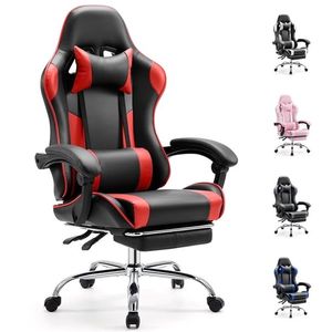 lot 4507 image: Gaming Chair High Back Office Chair with Lumbar Support and Adjustable Armrests Swivel Racing Chair, Black and Red