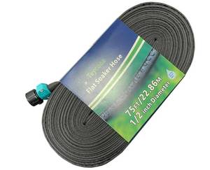 lot 4772 image: Garden Flat Soaker Hose 75 Ft for Garden Beds, Water Hose Linkable Irrigation System Lightweight and Easy Gardening Yard Work Watering Plants and Flowers