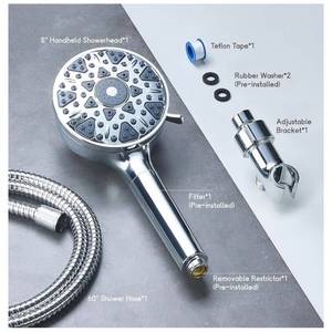 lot 4813 image: High Pressure Filtered Shower Head  With Handheld 7 Modes, 5�� High Flow Hand Held Hydro Rain Showerhead With 60 Stainless Steel Hose And Adjustable Bracket, Premium Chrome