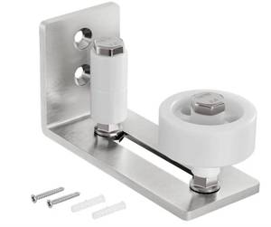 lot 4827 image: SMARTSTANDARD Sliding Barn Door Floor Guide for Bottom Adjustable Roller - 8 Setup Options for DIYers - Flush Design Bottom Flat Barn Door Floor Guide Stay Roller (Brushed Nickel) 1PCS