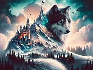 lot 4836 image: 5D Diamond Art Kits for Adults Wolf Diamond Painting Kits for Adults Beginners, DIY Paint With Diamond Gem Art Dots Painting Kits Animal Wolf for Decor Home Walls Decor and Holiday Gifts 16x12