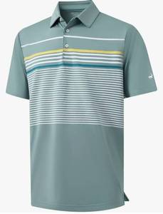lot 4842 image: Rouen Mens Polo Shirts Short Sleeve Dry Fit Lightweight Performance Casual Athletic Striped Print Golf Shirts for Men SIZE XXL