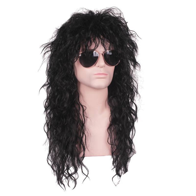 lot 7731 image: ColorGround Long Curly 80s Men Fashion Smart Rocker Style Wig