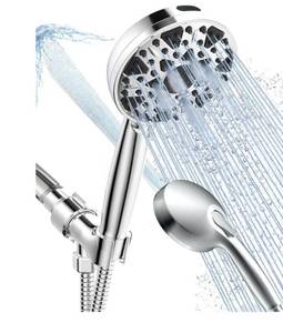 lot 4952 image: Shower Head with Handheld High Pressure Multi-Function 7 modes, Built-in Power Wash to Clear Tub, Tile &amp Pets, 5 High Flow Hand Held Rain Showerhead with Extra Long Hose and Adjustable BracketAmazons Choice