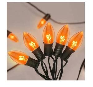 lot 4959 image: GOOTHY C9 Orange Christmas String Lights, 25Ft Outdoor Christmas Decorations Lights with 26 Incandescent Orange Bulbs, Hanging Patio Lights Waterproof for Roofline Backyard Outdoor Halloween Party