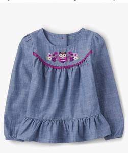 lot 4972 image: Gymboree Girls and Toddler Long Sleeve Woven Tops, 12-18mos