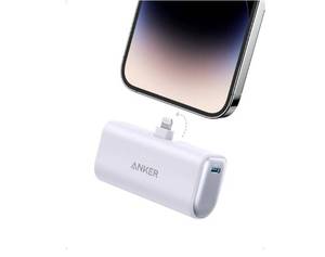 lot 4893 image: Anker Nano Power Bank with Built-in Lightning Connector, Portable Charger 5,000mAh MFi Certified 12W, Compatible with iPhone 1414 Pro  14 Plus  14 Pro Max, iPhone 13 and 12 Series (Purple)
