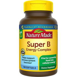 lot 4898 image: Nature Made Super B Energy Complex Softgels  160 Count for Metabolic Health - Two Bottles - Exp. 4-25