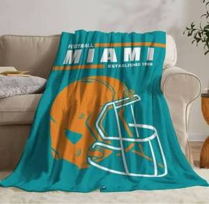 lot 4945 image: Miami Flannel Blanket 60x50 Lightweight Throw Blankets Classic Gift for Men Women Soft Blankets for Sofa Bed Camping Travel