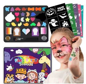 lot 4946 image: AMIIR 24-Colors Halloween Makeup Face Painting Kit High Pigment Professional Costume Theater Stage Cosplay SFX Party Carnival Art Body Facepaint w Accessories