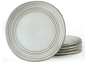 lot 4949 image: famiware Dinner Plates, 10.25 Inch Plate Set for 6, Reactive Glaze Speckled Hand-made Ceramic Plates, Microwave & Dishwasher Safe, Scratch Resistant, Twilight Series, Ashy Blue