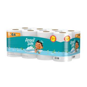 lot 4950 image: ANGEL SOFT 16 MEGA ROLLS 2 PACKS 2 PLY