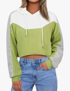 lot 4988 image: FAIRY SEASON Women Cropped Hoodies Long Sleeve Oversized Hooded Sweatshirt Color Block Crop Top Shirt Y2K Workout Pullover