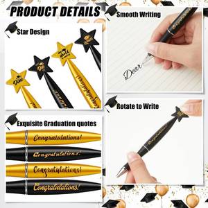 lot 4989 image: Sayglossy 36 Set Graduation Gifts Ballpoint Pens Bulk Star Pens with Silicone Keychains and Bookmarks End of The Year Gift for Grad(Black, Gold)