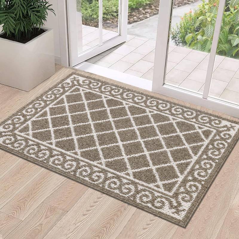 lot 3086 image: HEBE Indoor Door Mat 24x36 Non Slip Front Door Welcome Mats Washable Shoe Mats Dirt Trapper for Entryway Low Profile Kitchen Carpet for Entrance Hallways Entrance Mat for Dogs