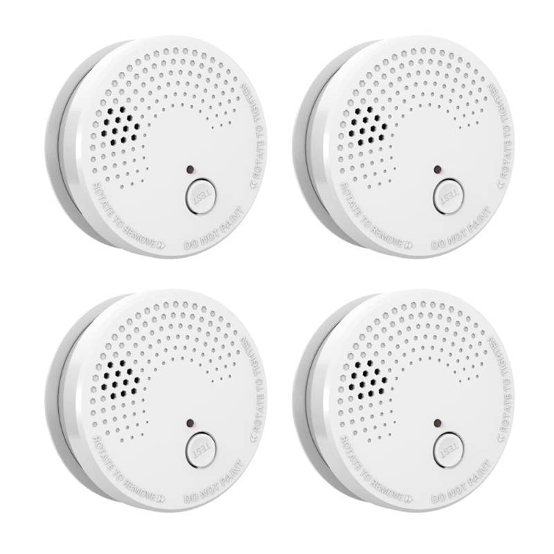 lot 3094 image: 4 Pack Smoke Detector Fire Alarms 9V Battery Operated Photoelectric Sensor Smoke Alarms Easy to Install with Light Sound Warning, Test Button,9V Battery Included Fire Safety for Home Hotel(912-4)