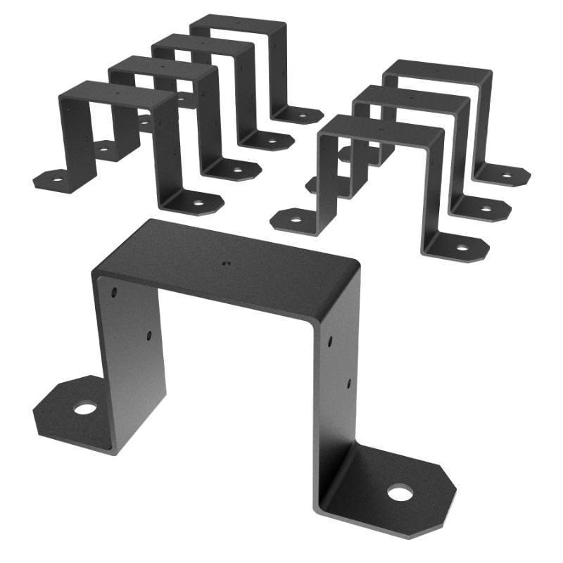 lot 3037 image: Kujunpao 8 Pcs 4 x 4 Strap Post Ties, 14 Gauge Thickness 2mm Deck Fence Post Tie Bracket for 4x4 Post Black Brackets for Wood