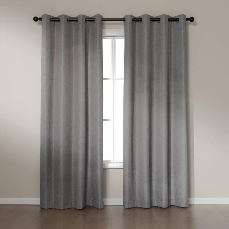 lot 3247 image: Amazon Basics Faux Linen Blackout Curtains for Bedroom and Living Room, 2-Piece Set with Grommets, 52 W x 84 L, Grey
