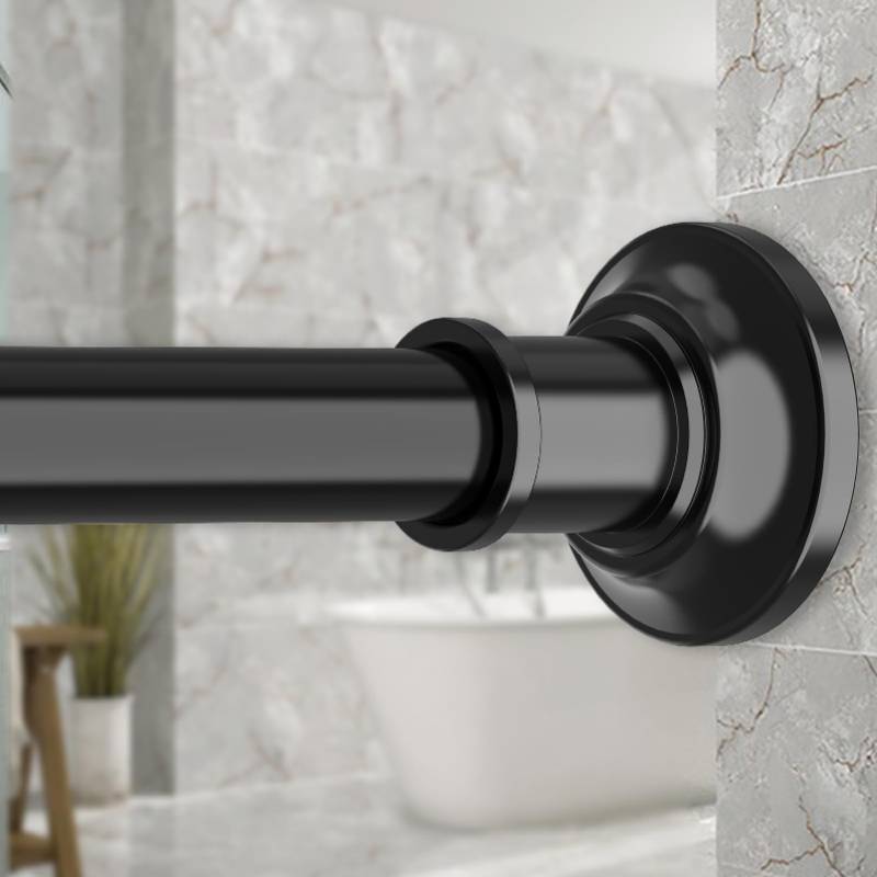 lot 3295 image: Haryaers Black Long Curtain Rod Tension Shower Curtain Rods 30 to 120 inch Adjustable Spring Heavy Duty Rods for Bathroom Windows Outdoor No Drill No Slip Spliced and Telescopic Design