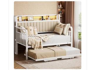 lot 5019 image: Twin Daybed with Trundle, LED Light, and Charging Station Instruction Manual