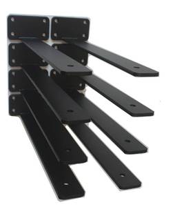 lot 5043 image: 8 Pack - 12 inch Black Hidden L Shelf Bracket (15 Inch Thicked) Iron Floating Shelf Brackets Rustic Industrial Metal Brackets for Shelf Support