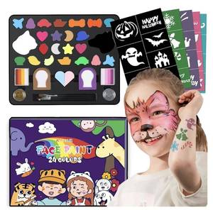 lot 5069 image: AMIIR 24-Colors Halloween Makeup Face Painting Kit High Pigment Professional Costume Theater Stage Cosplay SFX Party Carnival Art Body Facepaint w Accessories