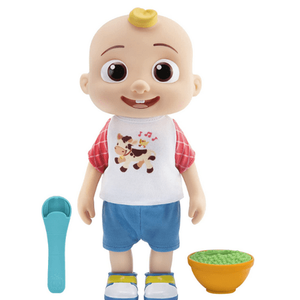 lot 5076 image: Jazwares CMW0083 Deluxe Interactive JJ Doll - Includes JJ  Shirt  Shorts  Pair of Shoes  Bowl of Peas  Spoon- Toys for Preschoolers