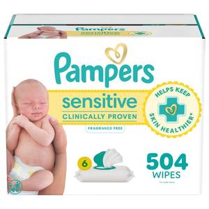 lot 5084 image: Pampers Sensitive Baby Wipes - 504ct
