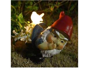 lot 5091 image: Funny Garden Gnomes Decor Yard Statue Solar Powered Knomes Figurines Light Naughty Sculpture Outside Decoration Lawn Ornament for Dad Grandpa Man - Damage
