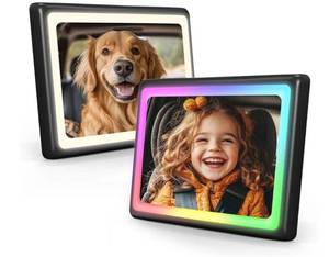 lot 5092 image: Baby Car Mirror with Light 2-Pack, 7 RGB Colors, 360° Adjustable Rear Facing Car Seat Mirror, Wide Clear View &amp Shatterproof Safety for Infant Newborn Toddler with Remote