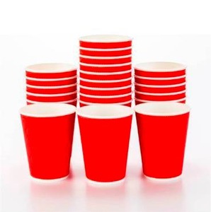 lot 12037 image: Restaurantware-12 Ounce Disposable Coffee Cups, 25 Ripple Wall Hot Cups For Coffee - Lids Sold Separately, Rolled Rim, Red Paper Insulated Coffee Cups, For Hot Coffee, Tea, And More