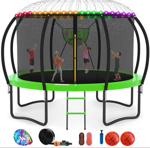 14' Outdoor Trampoline, Backyard Recreational Pumpkin Trampoline for Kids