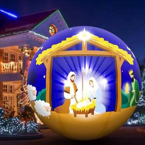 lot 1101 image: 5FT Easter Inflatable Ball Nativity Scene, Large Nativity Inflatable Ball IndoorOutdoor Decorations, Blow-Up Birth of Jesus with 3 Build-in LED Lights for Easter Holiday Garden Lawn Yard Decor