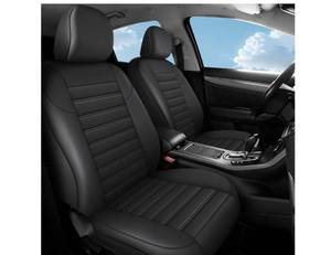 lot 1112 image: Faux Leather Car Seat Covers Full Set, Foam Seat Cover for Car, Universal Car Seat Protector with Waterproof and Breath Fit for Cars, Trucks, SUV, Vans (Black-Striped)