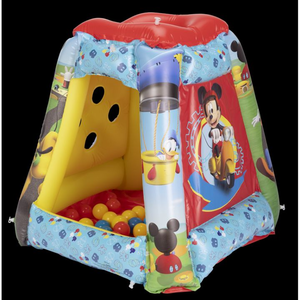 lot 1143 image: Mickey Mouse Preschool Indoor Inflatable Ball Pit Playland Includes 20 Soft Flex Balls Child 2 Years Red