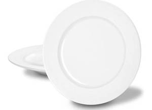 lot 1148 image: JUAN & JASMIN 2-Piece Elegant White Dinner Plate with Ribbed Rim Design, 10 inch, Scratch Resistant