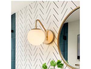 lot 1149 image: Gold Vanity Light, Modern Dimmable 1-Light Bathroom Light Fixtures Over Mirror Vintage Frosted Globe Glass Wall Sconce
