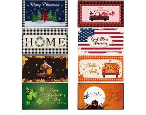lot 1150 image: Timgle 8 Pcs Seasonal Door Mat 29 x 17 Inch Interchangeable Holiday Front Doormat Larger Seasonal Welcome Floor Entrance Door Mat for Indoor Outdoor Decoration Seasonal Doormat for All Seasons