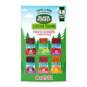lot 1152 image: Black Forest  Stretch Island  Fruit Strips  Cherry  Apple  Raspberry  Grape  Strawberry  and Apricot  Zero Grams Added Sugar Non-GMO  48 ct 22026