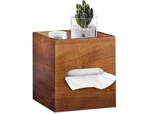 lot 1157 image: BIBELUN Square Tissue Box Cover with Storage Tray,Acacia Wood Tissue Box Holder for Desktop Nightstand Bathroom Office,Decorative Facial Tissue Cube Box CoverOrganizer for Modern Home Decor