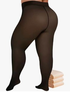 lot 1160 image: Buauty Plus Size Fleece Lined Tights Womens- Winter Warm Fake Translucent Thermal Pantyhose,Thick Leggings under Dresses