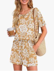 lot 1175 image: Ekouaer Womens Waffle Knit Two Piece Lounge Set, Soft Matching Outfits for Daily Wear, Casual Shorts Set with Pocket