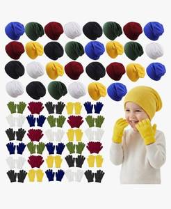 lot 1187 image: 60 Pcs KidsToddler Winter Beanie and Gloves Bulk Warm Hats Knit Gloves Pack Winter Gifts for Boys Girls Donation